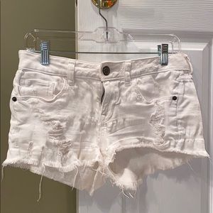 White jean shorts